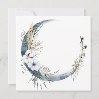 Invitations Cadre floral rond avec Lune Bleue