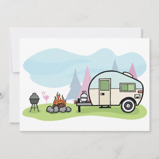 Invitations Camper de style vintage (Devant)