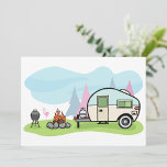 Invitations Camper de style vintage<br><div class="desc">Comme aller camper avec un camping,  ce design est parfait. C'est un camping-car de style vintage garé à côté d'un feu de camp. Ce design de camper de style vintage est très agréable sur ces invitations</div>