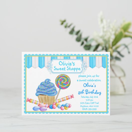 Invitations Candy Cupcake (Debout devant)