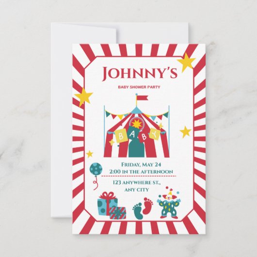 Invitations Carnival Baby Shower (Devant)
