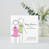 Invitations Carré Coed Baby Shower, 5x5 (Debout devant)