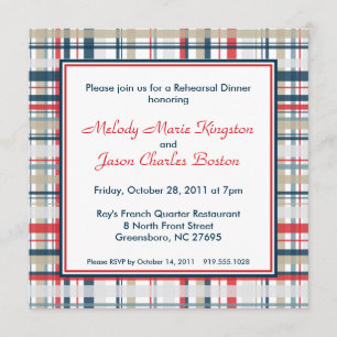Invitations Carrés Patriotic Plaid