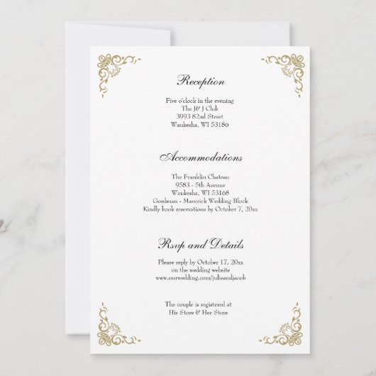 INVITATIONS CATHOLIQUES DE MARIAGE D'OR FLORAL (Dos)