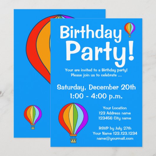 Invitations chaudes de fête d'anniversaire de (Devant / Derrière)