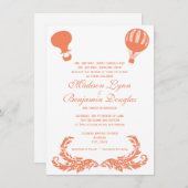 Invitations chaudes vintages de mariage de ballon (Devant / Derrière)