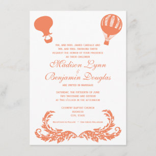 Invitations chaudes vintages de mariage de ballon