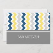 Invitations Chevron Bar Mitzvah gris jaune (Devant)
