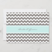 Invitations Chevron bleu gris de mariage (Devant)