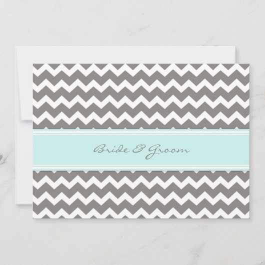 Invitations Chevron bleu gris de mariage (Devant)