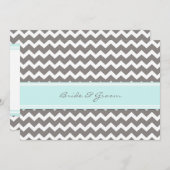 Invitations Chevron bleu gris de mariage (Devant / Derrière)