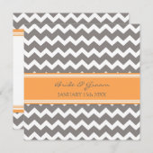 Invitations Chevron gris orange de mariage (Devant / Derrière)