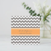 Invitations Chevron gris orange de mariage (Debout devant)