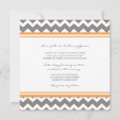 Invitations Chevron gris orange de mariage (Dos)