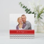 Invitations Chevron gris rouge de mariage de photo (Debout devant)