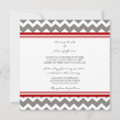 Invitations Chevron gris rouge de mariage de photo (Dos)