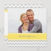 Invitations Chevron jaune gris de mariage de photo (Devant / Derrière)