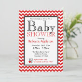 Invitations Chevron Red & White Baby Shower (Debout devant)