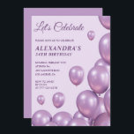 Invitations chic 34e anniversaire Ballons violet<br><div class="desc">Invitations de 34e anniversaire Ballons chic violet moderne</div>