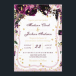 Invitations Chic Dark Purple Floral & Gold Wedding<br><div class="desc">Chic Purple Floral & Gold Confetti Aquarelle Florale invitations de mariage Avec une police de script de brosse tendance! ~ Regardez ma boutique pour voir l'ensemble de la suite mariage pour ce design!</div>