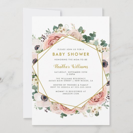 Invitations Chic Floral Baby Shower (Devant)
