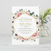 Invitations Chic Floral Baby Shower (Debout devant)