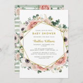 Invitations Chic Floral Baby Shower (Devant / Derrière)
