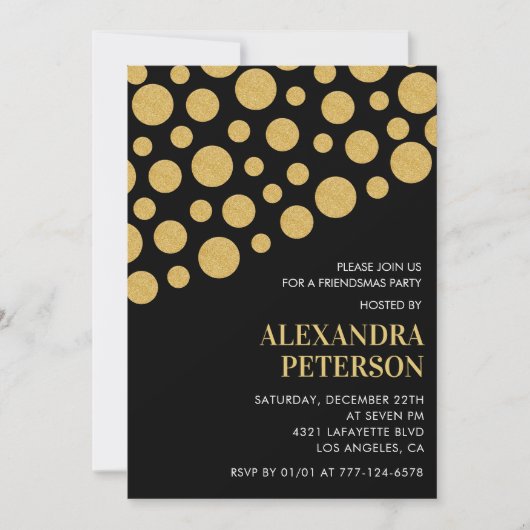 Invitations Chic Friendsmas Or Noir (Devant)