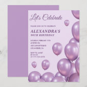 Invitations Chic Purple 98e anniversaire Ballons (Devant / Derrière)