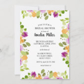 Invitations Chic Purple Floral Douche nuptiale (Devant)
