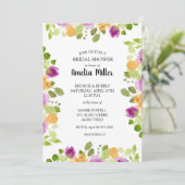 Invitations Chic Purple Floral Douche nuptiale (Debout devant)