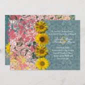 Invitations chics de mariage de Boho de tournesol (Devant / Derrière)