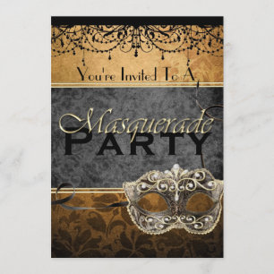 Invitations chics de mascarade de brun de cru