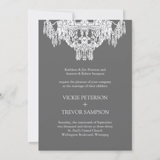 Invitations chiques de mariage de lustre (Devant)