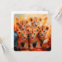 Invitations - Cinq Lionceaux Illustrés