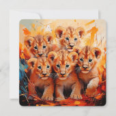 Invitations - Cinq Lionceaux Illustrés (Devant)