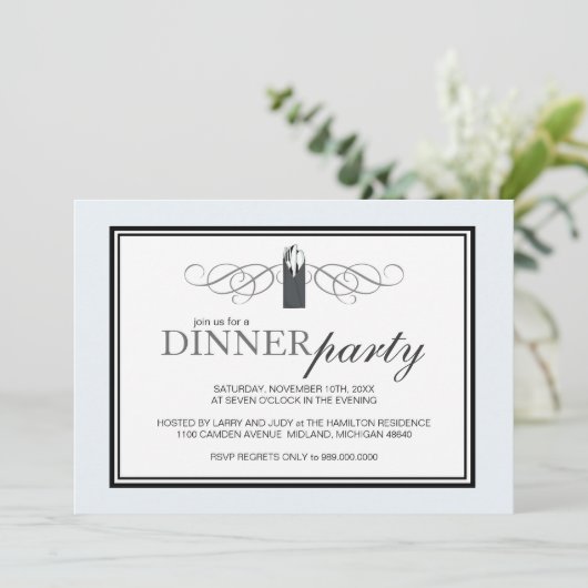 Invitations Classique Chic Dinner Party (Debout devant)
