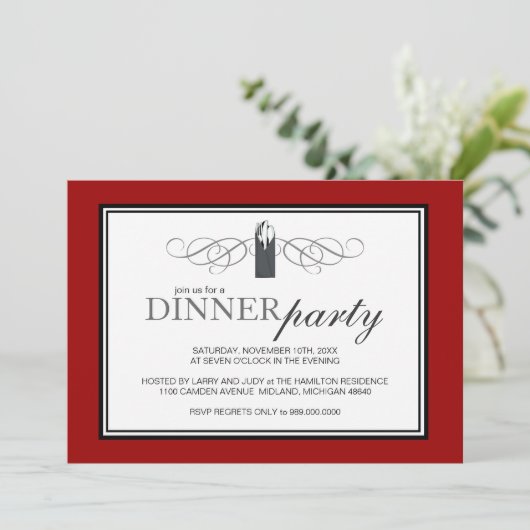 Invitations Classique Chic Dinner Party (Debout devant)
