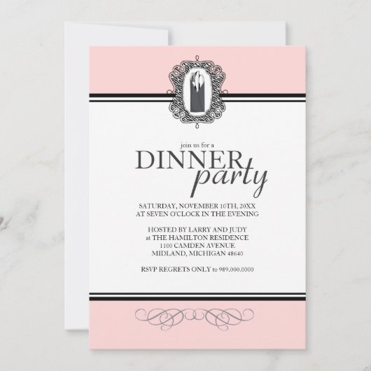 Invitations Classique Chic Dinner Party (Devant)