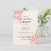 Invitations Classique Ombre Coral Wedding (Debout devant)