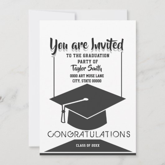 Invitations classiques à la fête de graduation noi (Devant)