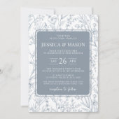 Invitations classiques à mariage bleu poussiéreux (Devant)