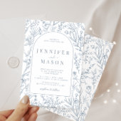 Invitations classiques à mariage bleu poussiéreux