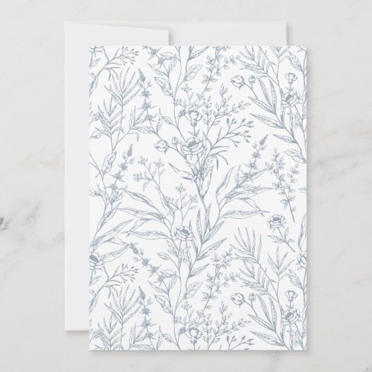 Invitations classiques à mariage bleu poussiéreux (Dos)