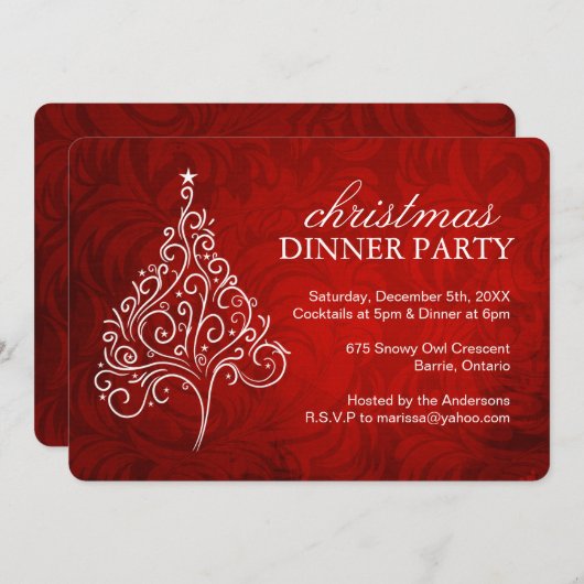 Invitations classiques à Noël (Devant / Derrière)