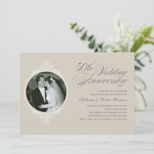 Invitations classiques en grès du 50e anniversaire (Debout devant)