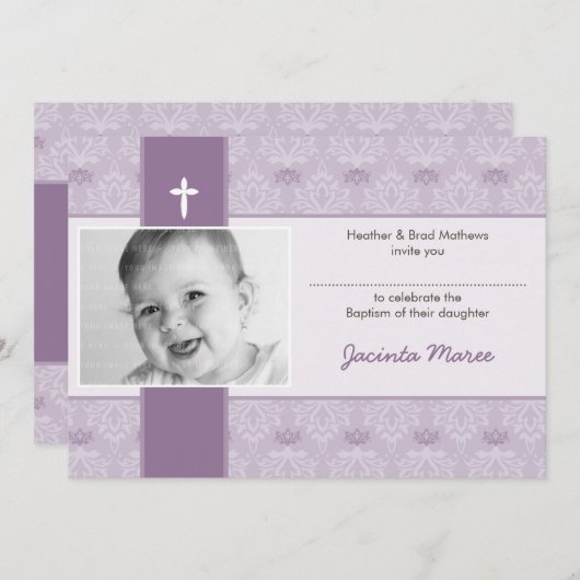 INVITATIONS CLASSY BAPTISM :: jolie 5L (Devant / Derrière)