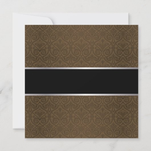 Invitations Classy Brown Damask Retraite Party (Dos)