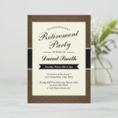 Invitations Classy Brown Damask Retraite Party (Debout devant)