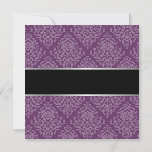 Invitations Classy Violet Damask Retraite Party (Dos)